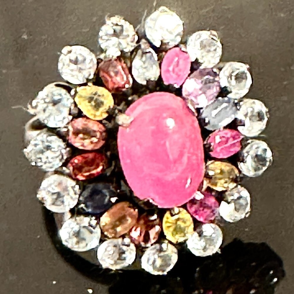 Genuine Ruby Sapphires Sterling Silver NWT Ring Size 8 Gemstone Cocktail Gift